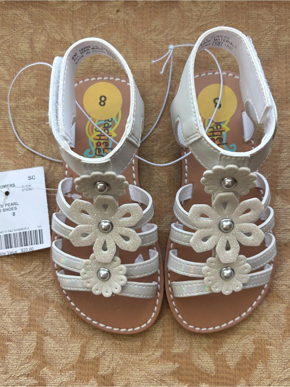 New Rachel Shoes Toddler Size 8 White Flower Summer Sandals